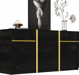 STILVORA Elegante Aparador, Acabado Brillante, Armario Moderno De Almacenamiento, Tres Puertas Y Dos Cajones, Adecuado Para Sala De Estar, Comedor Y Entrada Mu