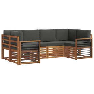 vidaXL Conjunto De Sof&aacute; Seccional Con Coj&iacute;n 6 Pcs Natural Y Antracita Vidaxl