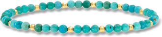 RS Pure by Ross-Simons 4-4.5mm Turquoise Bead Stretch Bracelet With 14kt Yellow Gold