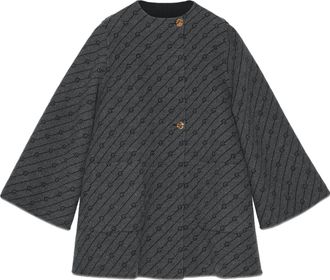 Gucci (WMNS) Gucci Reversible Diagonal G Wool Coat Black 746532-ZANAX-1189
