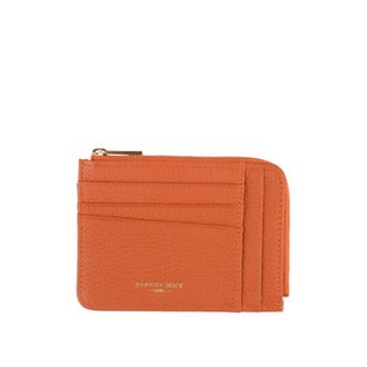 Pourchet Accessoires, Dames, Oranje, ONE Size, Leer, Platte Munt Kaarthouder