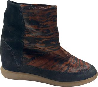 Isabel Marant Isabel Marant Pre-owned Womens Tiger Print Booties in Brown Suede - Animal Velvet - Size EU 41