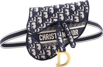Dior Saddle Logo Embroidered Oblique Canvas belt bag - Blauw