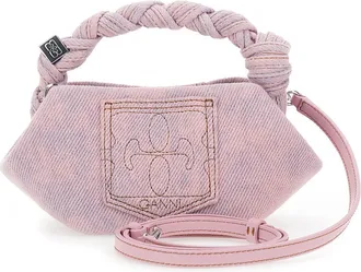 Ganni Womens Handbag Bou Mini Pink Denim Handbags Hand Bags