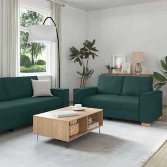 vidaXL Juego De Sof&aacute; 3 Pcs Verde Oscuro Tela Vidaxl