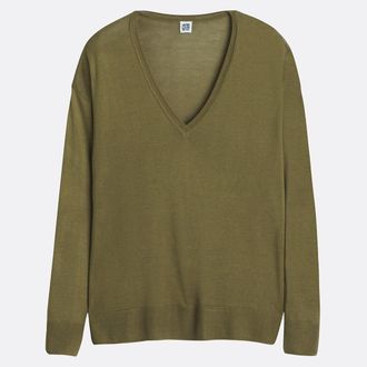 La Redoute Collections Trui met V-hals, in fijn tricot