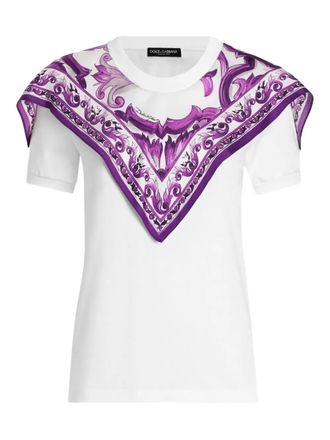 Dolce & Gabbana Baumwoll-T-Shirt mit Eins&auml;tzen im Schal-Stil