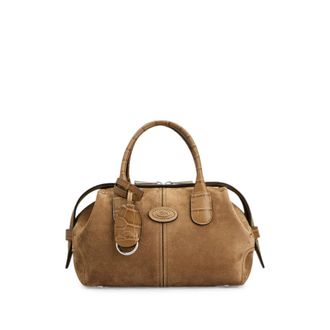 Tod's Croc-effect Panelled Suede Tote Bag