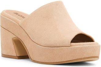Blondo Melinda Waterprood Platform Slide Sandal in Almond Suede at Nordstrom, Size 6.5