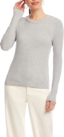Karen Kane Long Sleeve Rib Top in Heather Gray at Nordstrom, Size X-Large