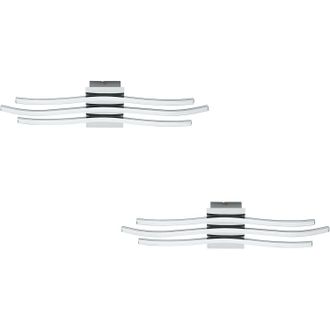 Loops 2 PACK Wall Flush Ceiling Light Colour Chrome Shade White Plastic LED 26W Incl