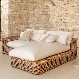 Sklum Sof&aacute; Modular Chaise Longue Derecho De Jard&iacute;n De 2 Piezas En Rat&aacute;n Milu Style Sklum