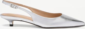 Russell & Bromley CHAZEY Womens Silver Leather Micro Slingback Sandal