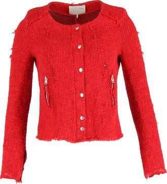 Iro Agnette distressed jas in rode tweed