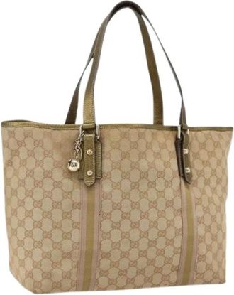 Gucci Pre-owned Tote Bags, female, Beige, Size: ONE SIZE Pre-owned Canvas Tote Bag