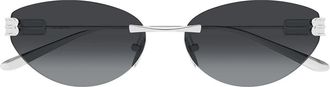 Balenciaga Sunglasses Bb0486 S 002 Silver/Smoke Gray Women