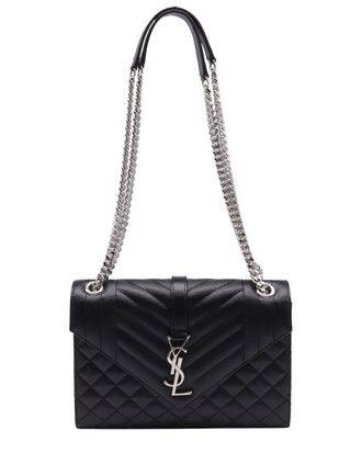 Saint Laurent Saint Laurent Black Calfskin Leather Medium Envelope Shoulder Bag (Authentic Pre-Loved)