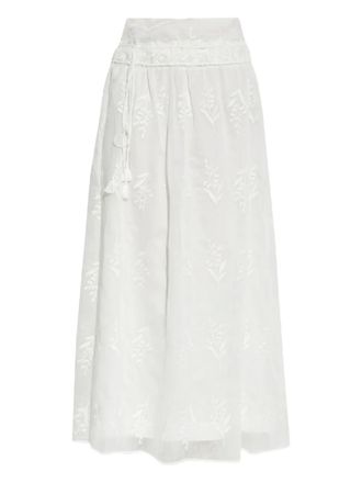 Munthe Midi-rok met borduurwerk - Wit