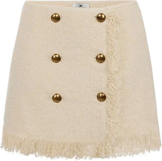 Elisabetta Franchi Boucl&eacute; Knit Miniskirt - female - Elisabetta Franchi - Short Skirts - Beige - M - Skirts