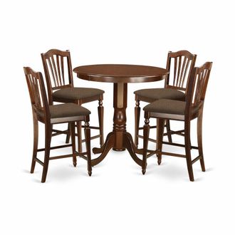 East West Furniture JACH5-MAH-C 5 Pc counter height Dining room set - high Table and 4 Kitchen Chairs