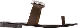 Giuseppe Zanotti Womens Blahir Flat Sandals - Giuseppe Zanotti Leather Brown Calfskin Shoes