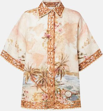 Zimmermann Mahon printed linen bowling shirt