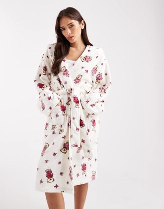 Miss Selfridge Vestaglia con stampa di orsetti-Multicolore