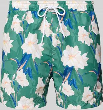 HUGO BOSS Badeshorts mit Allover-Muster Modell IRIS in Gruen, Gr&ouml;&szlig;e XXL