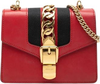 Gucci Pre-owned Sylvie Cross Body Bag - Dames - Vintage Schoudertas - Rood - ONE Size - Leer - Vintage