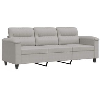 vidaXL Vidaxl - Sof&aacute; De 3 Plazas De Tela De Microfibra Gris Claro 180 Cm