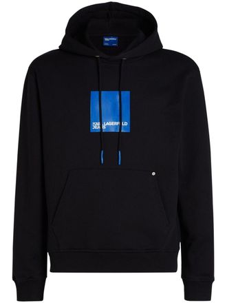 Karl Lagerfeld box-logo organic-cotton hoodie - Black