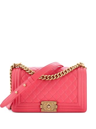 Chanel Boy Flap Bag Quilted Caviar Old Medium crossbody bag - women - Calf Leather - One Size - Pink
