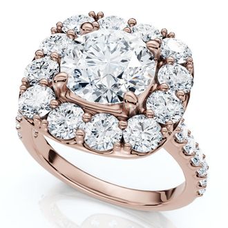 Pompeii3 Certified 3 1/2ct Cushion Halo Diamond Engagement Ring 14k Gold or Pt Lab Grown