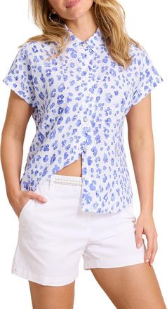 Tommy Bahama Leopard Print Shirt in Grape Pools at Nordstrom, Size X-Small