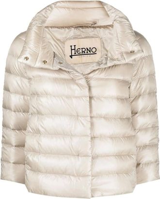 Herno Beige Quilted Hood Jacket