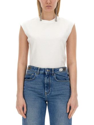 Paco Rabanne Fitted Cotton T-Shirt With Structured Sleeves