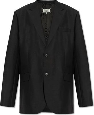 Maison Margiela Wollen Blazer met Open Revers - Heren - Blazers - Zwart - L - Wol - Jassen