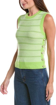 St. John Wool-Blend Side Placket Tank Top