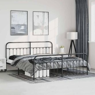 vidaXL Estructura Cama Sin Colch&oacute;n Con Estribo Metal Negro 193x203 Cm Vidaxl