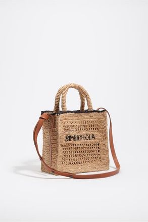 Bimba & Lola Medium Raffia Crossbody Bag in Natural at Nordstrom