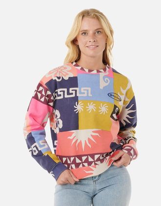 Rip Curl Womens Rip Curl Womens Keepsakes Crew Neck Print Storm Half Zip Fleece - Multico - Size: 18/16