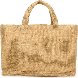 Maneb&igrave; Womens Shoulder Bag Sunset Beige Raffia Raffia; Leather Details