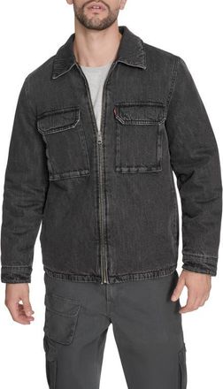 Levi's Insulated Cotton Denim Zip-Up Shirt Jacket in Black Wash Denim at Nordstrom, Size Xx-Large