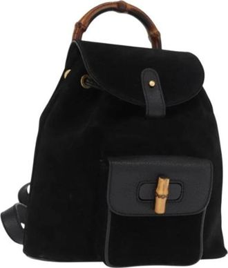Gucci Pre-owned Backpacks, female, Black, Size: ONE SIZE Pre-owned Suede Backpack