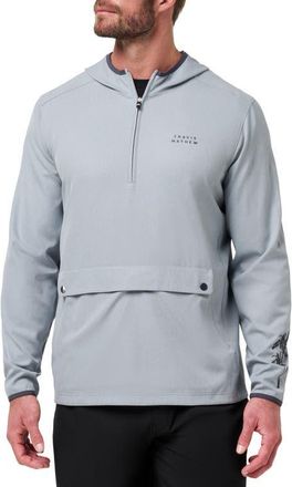 Travis Mathew Out of Pocket Quarter Zip Hoodie in Heather Light Grey at Nordstrom, Size Small