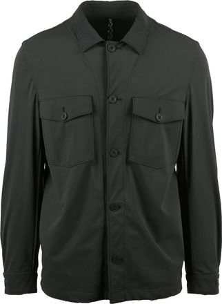 L.B.M. 1911 Military Green Technical Slim Fit Stretch Polyamide Shirt