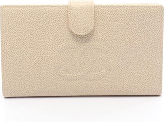 Chanel Ivory Grained Calfskin Long Wallet (Bi-Fold) (Pre-Owned)