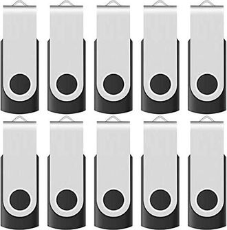OEM Paquete De 10 Memorias Usb De 16 Gb, Usb 2.0, Giratorias, Con Led, Negras, Para Ordenador Y Colegio