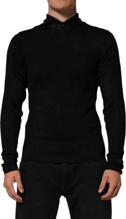 Dolce & Gabbana Black Viscose Turtle Neck Pullover Mens Sweater