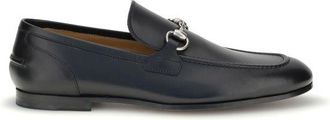 Gucci Black Calf Leather Bos Taurus Slip-On Mens Loafers